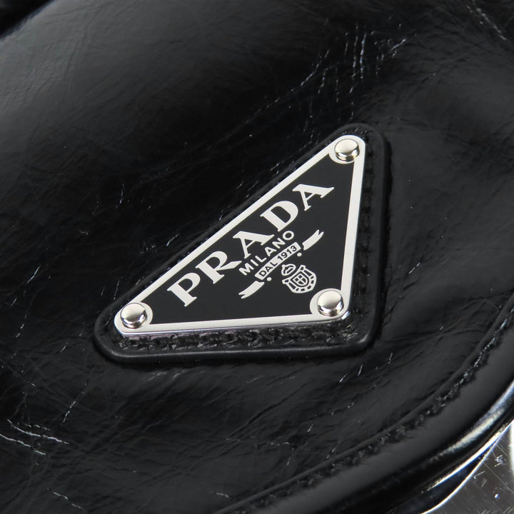 Great PRADA Sling bag Triangle Logo Leather Shoulder Bag black mens 2VH174