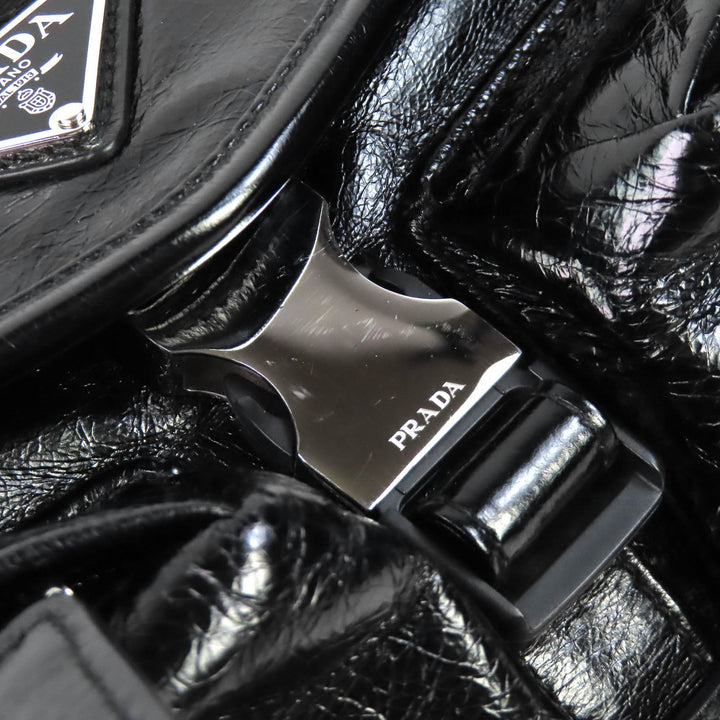 Great PRADA Sling bag Triangle Logo Leather Shoulder Bag black mens 2VH174