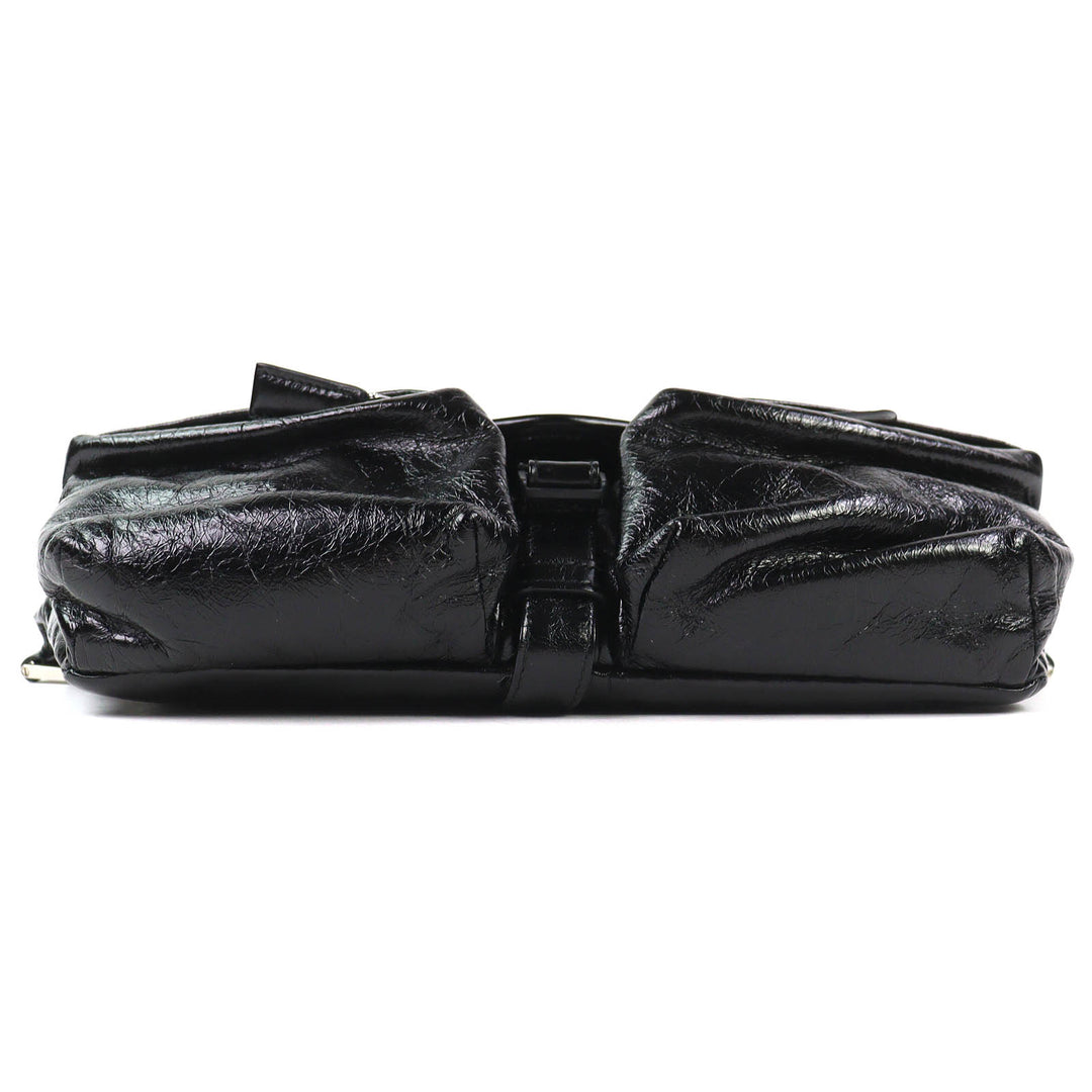 Great PRADA Sling bag Triangle Logo Leather Shoulder Bag black mens 2VH174