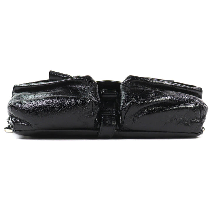 Great PRADA Sling bag Triangle Logo Leather Shoulder Bag black mens 2VH174