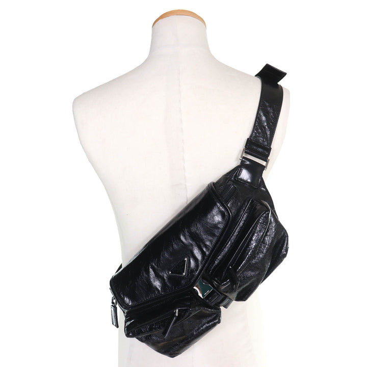 Great PRADA Sling bag Triangle Logo Leather Shoulder Bag black mens 2VH174