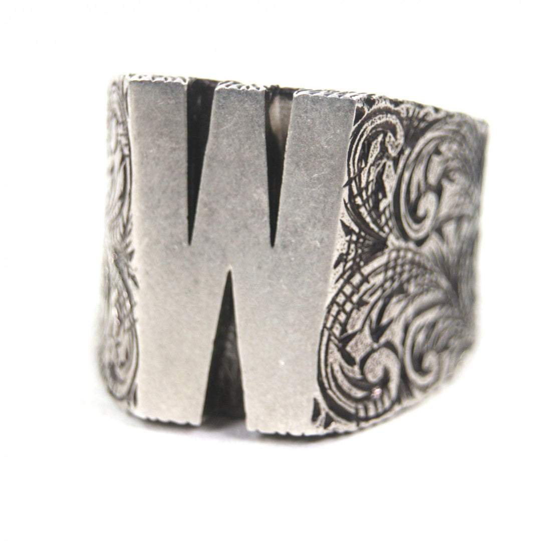Great GUCCI Ring Alphabet W Lettering Silver AG925 mens XL