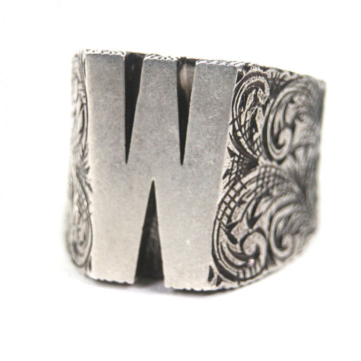 Great GUCCI Ring Alphabet W Lettering Silver AG925 mens XL