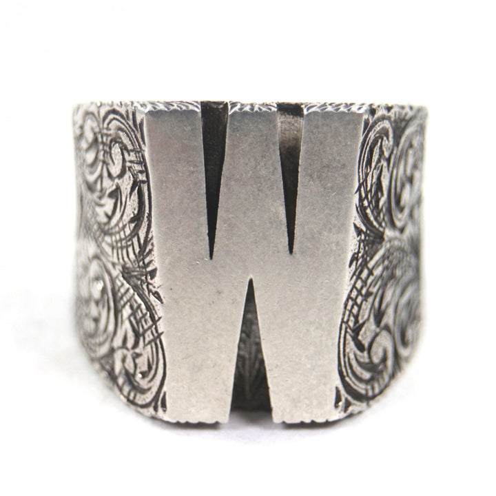 Great GUCCI Ring Alphabet W Lettering Silver AG925 mens XL