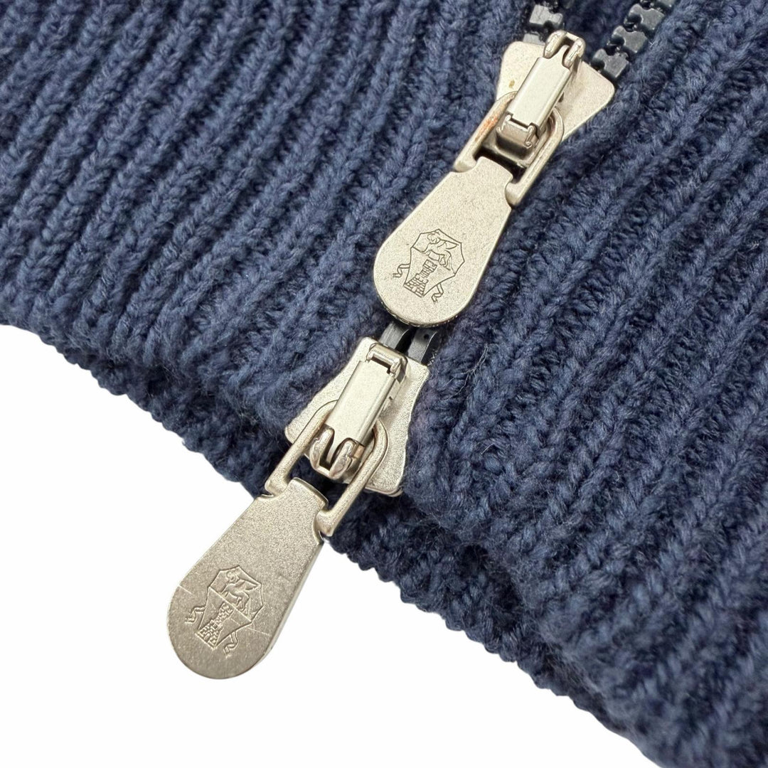 Great Brunello Cucinelli Jacket Double zip-up knit Navy cotton mens 46