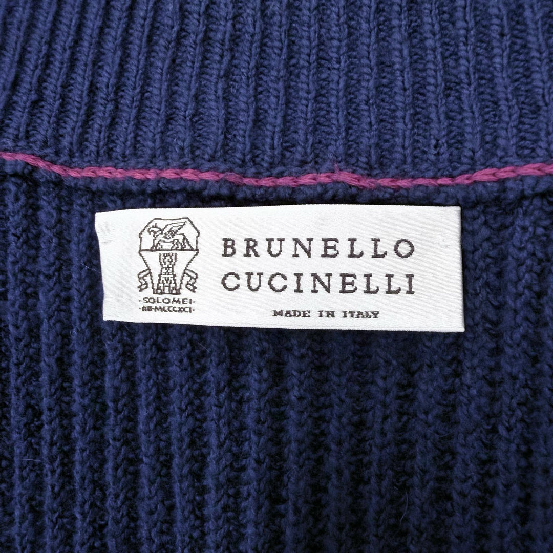 Great Brunello Cucinelli Jacket Double zip-up knit Navy cotton mens 46