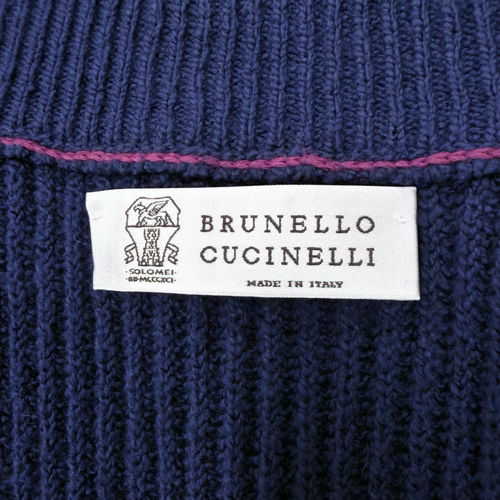 Great Brunello Cucinelli Jacket Double zip-up knit Navy cotton mens 46
