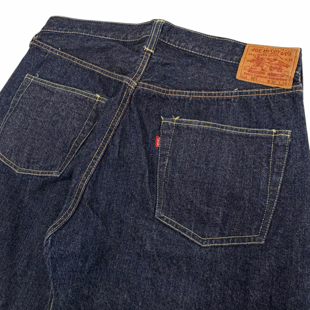 Excellent JOE McCOY Denim pants 901 WWII Model Button fly Indigo blue mens 36