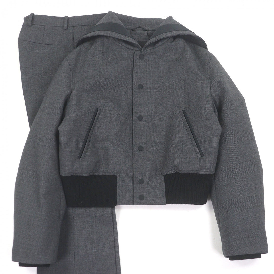 Excellent FERRAGAMO two-piece set Check Pattern Sailor Collar Blouson