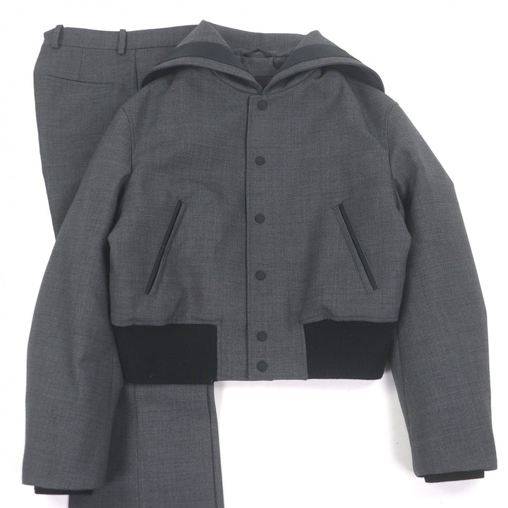 Excellent FERRAGAMO two-piece set Check Pattern Sailor Collar Blouson