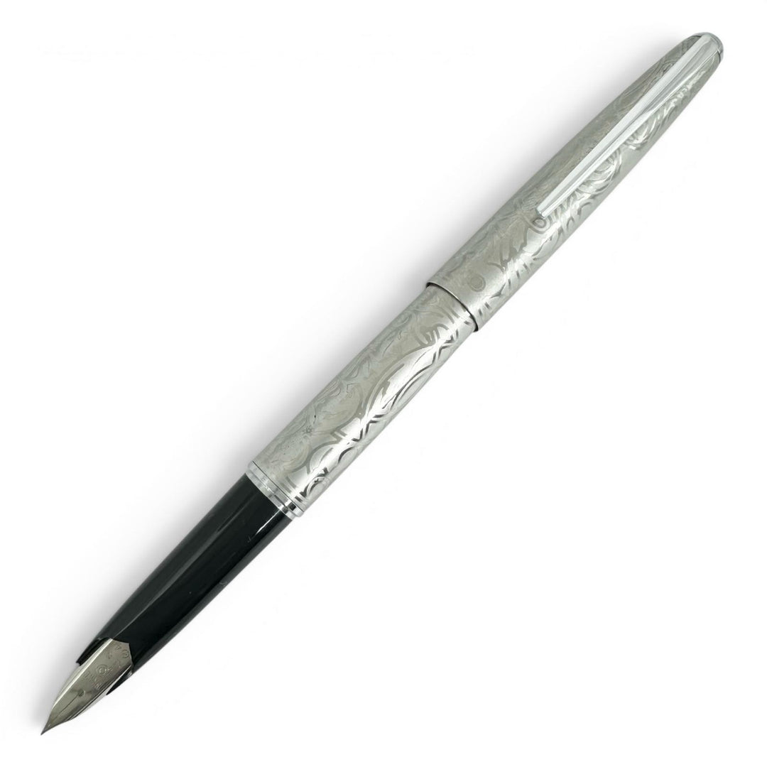 Great PLATINUM fountain pen Arabesque pattern, fine nib, vintage K18WG