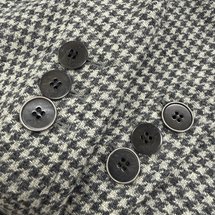 Excellent HUGO BOSS coat Tweed houndstooth pattern with logo Gray wool mens 46