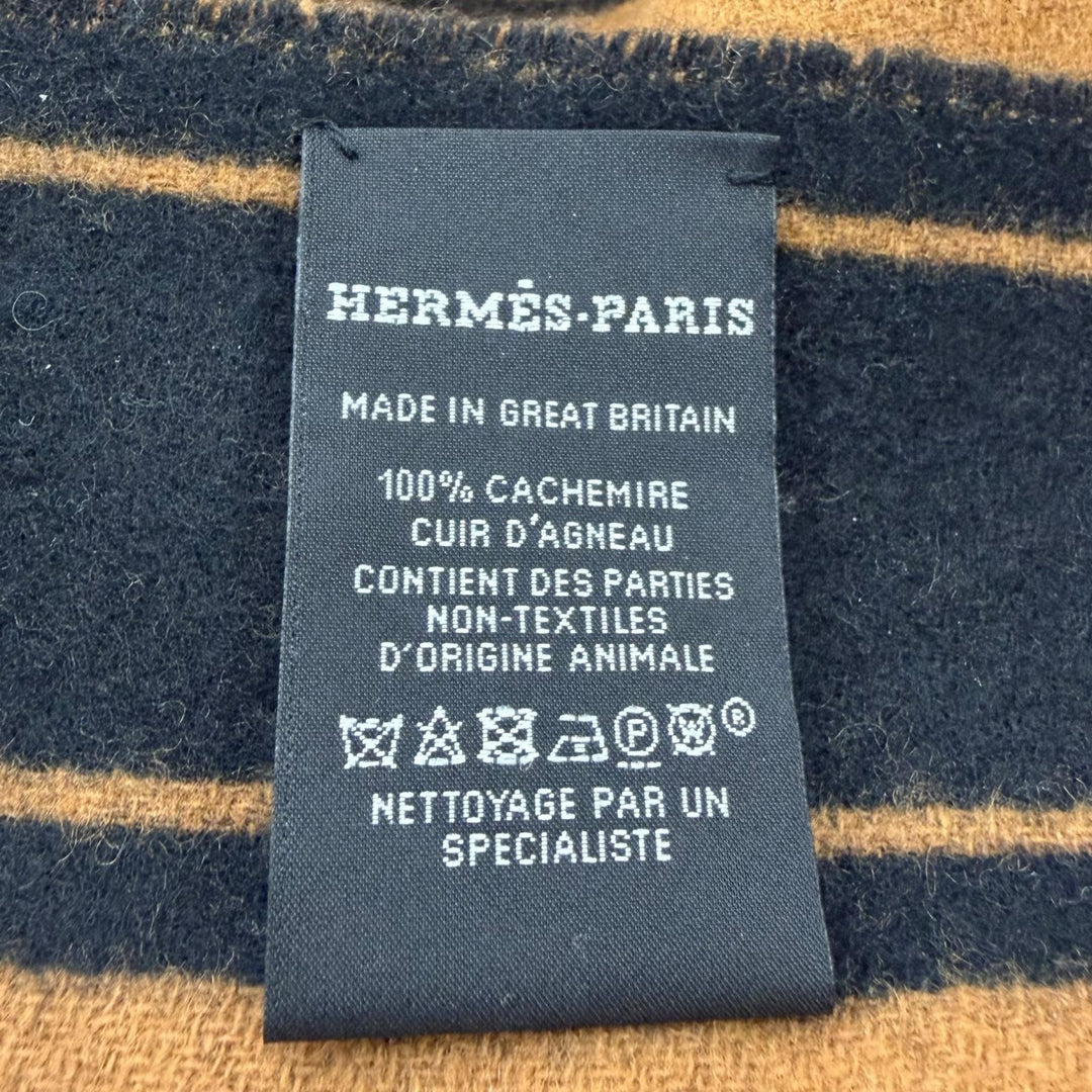 Great HERMES Scarf Clé de H fringe black cashmere mens H269140S 04
