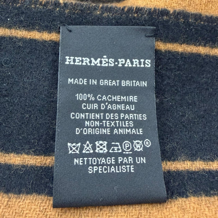 Great HERMES Scarf Clé de H fringe black cashmere mens H269140S 04