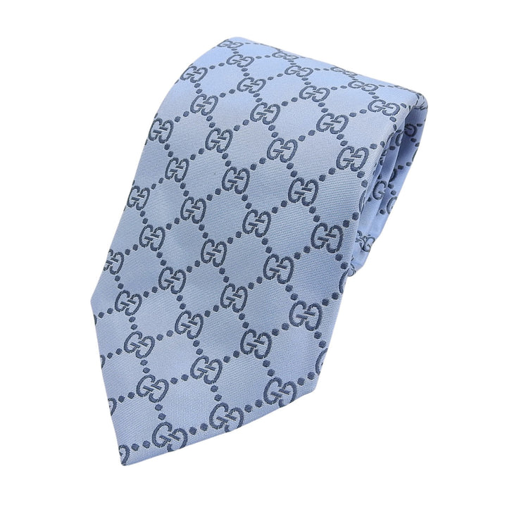 Excellent GUCCI tie GG pattern Light blue silk mens 201003