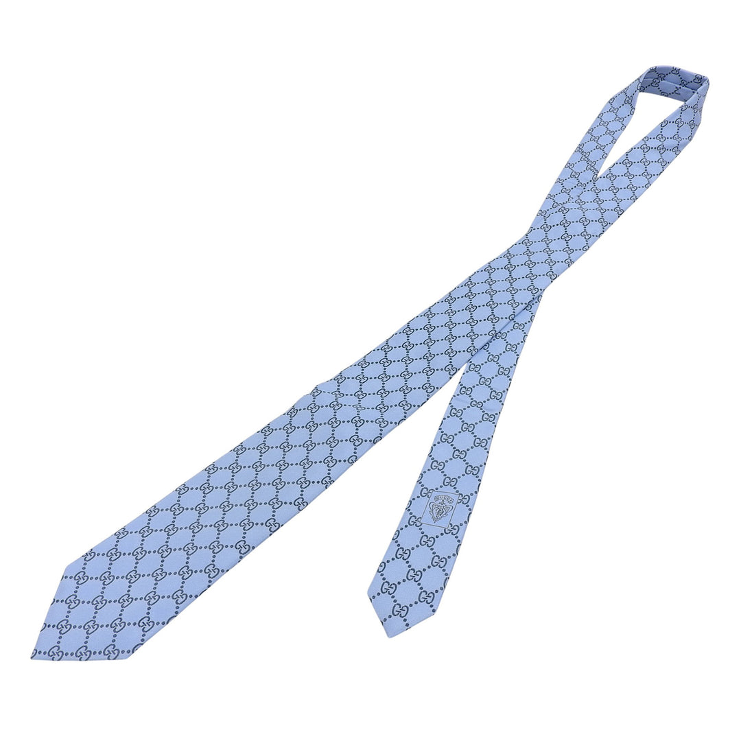 Excellent GUCCI tie GG pattern Light blue silk mens 201003
