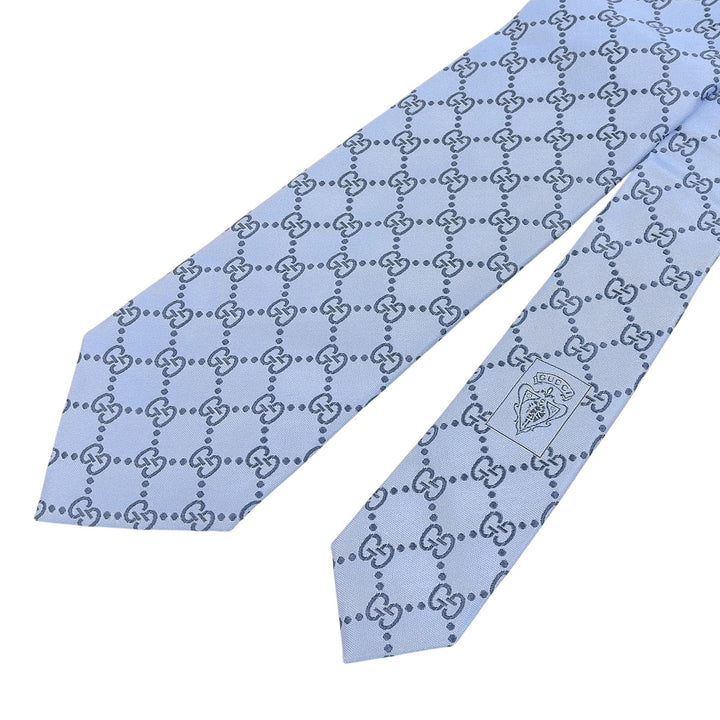 Excellent GUCCI tie GG pattern Light blue silk mens 201003