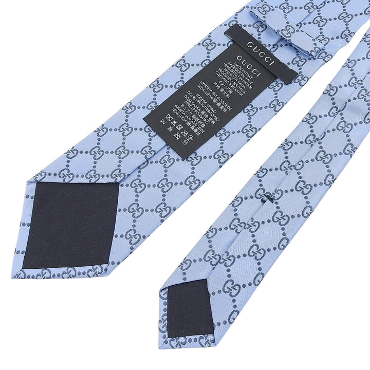 Excellent GUCCI tie GG pattern Light blue silk mens 201003