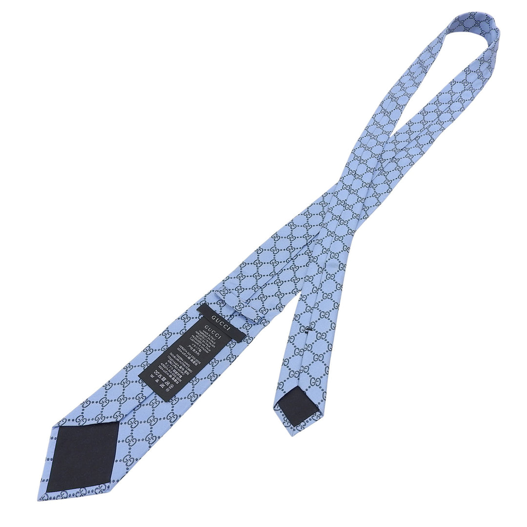 Excellent GUCCI tie GG pattern Light blue silk mens 201003