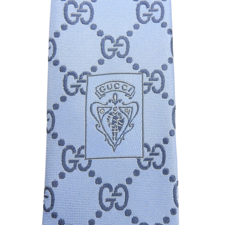 Excellent GUCCI tie GG pattern Light blue silk mens 201003