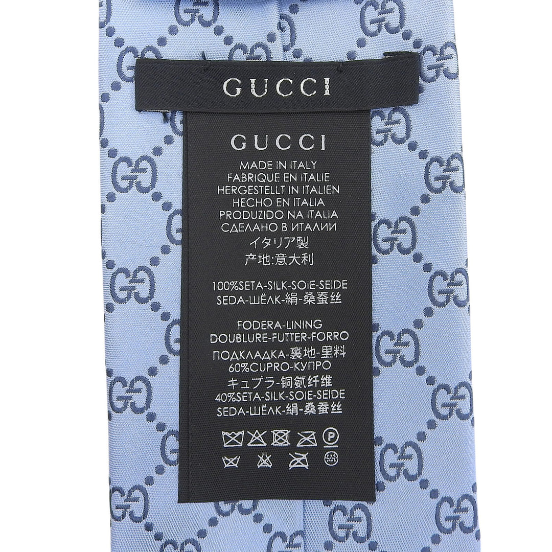 Excellent GUCCI tie GG pattern Light blue silk mens 201003