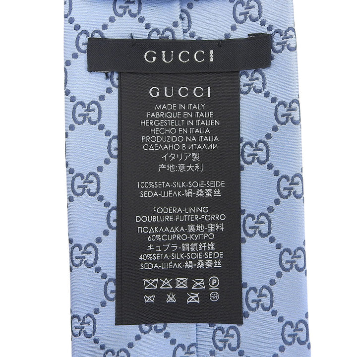 Excellent GUCCI tie GG pattern Light blue silk mens 201003
