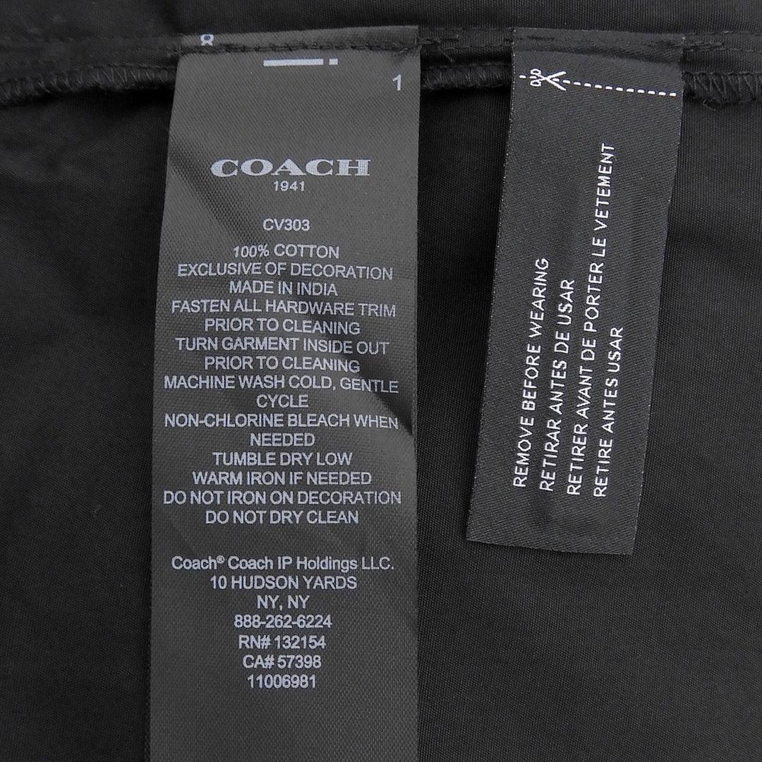 Pristine COACH one piece Cotton shirt dress tie Logo embroidery Women L CV303