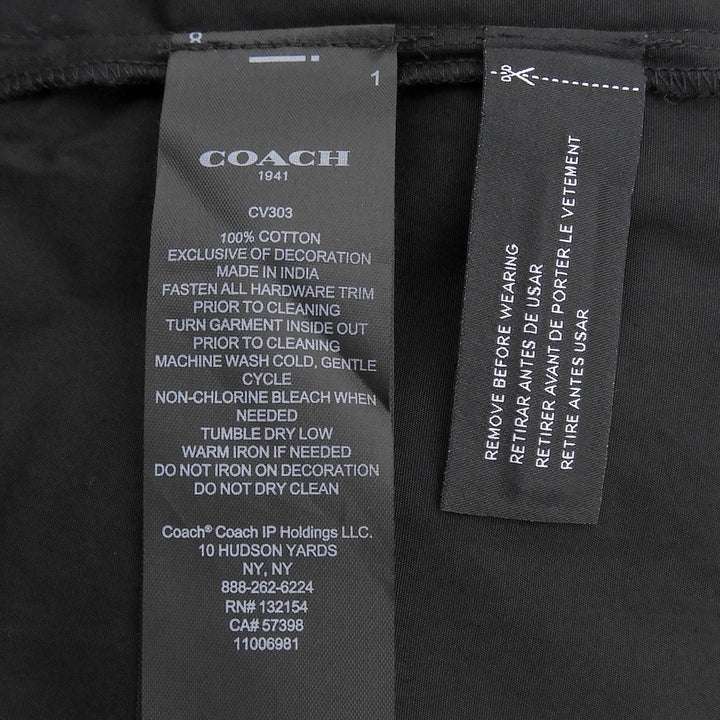 Pristine COACH one piece Cotton shirt dress tie Logo embroidery Women L CV303