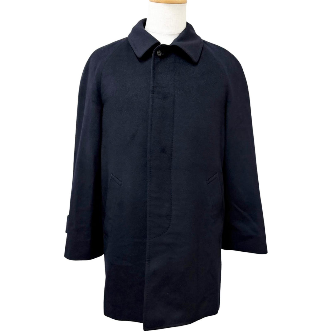 Great Aquascutum coat Medium length Navy cashmere mens 34