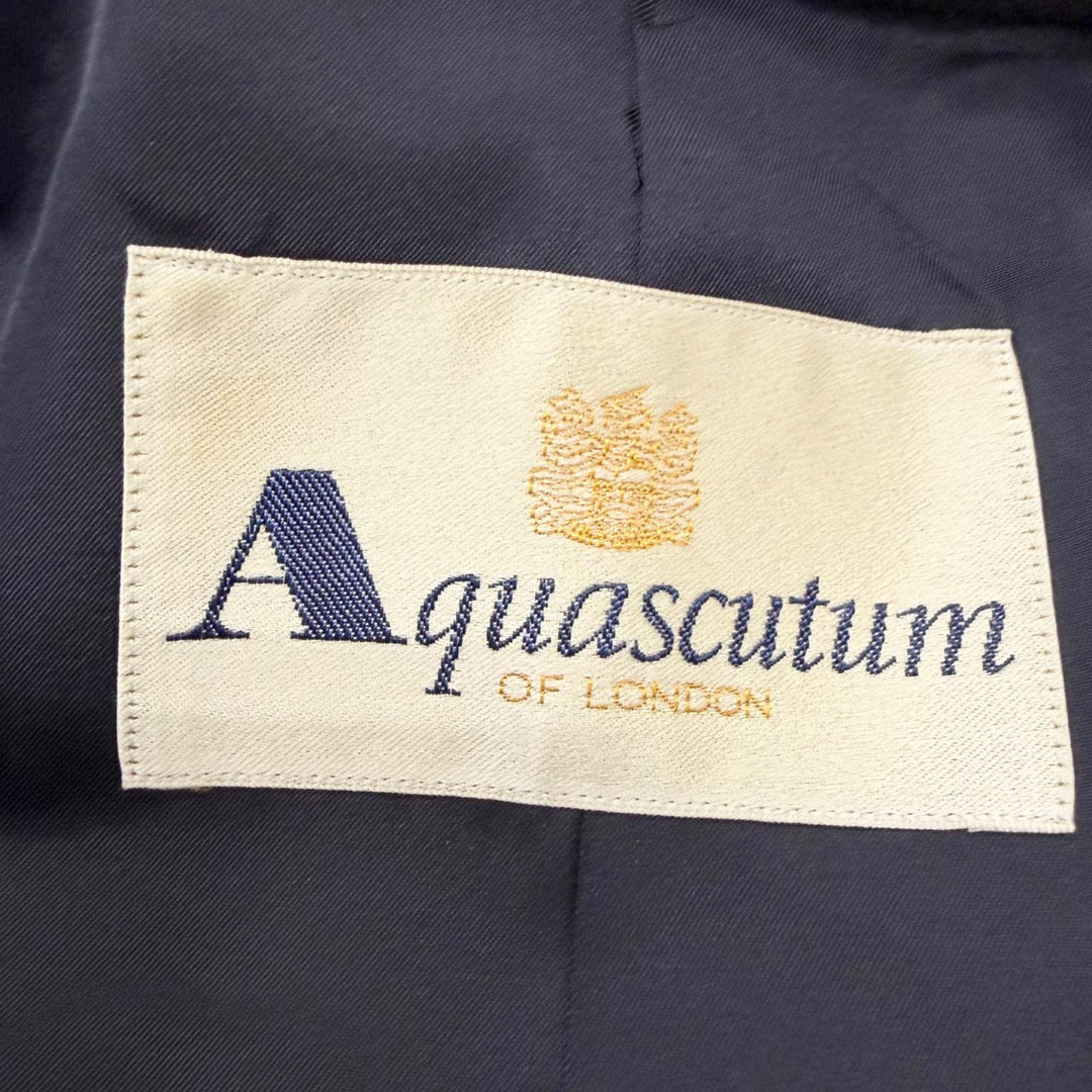 Great Aquascutum coat Medium length Navy cashmere mens 34
