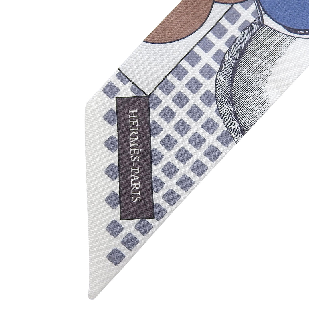 Excellent HERMES scarf CAVALIER EN FORMES gray silk Women