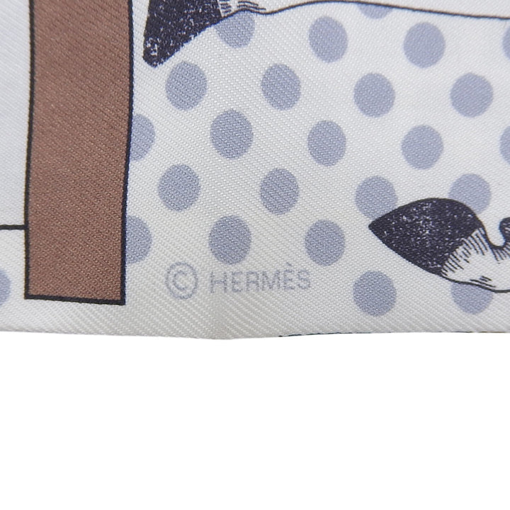 Excellent HERMES scarf CAVALIER EN FORMES gray silk Women