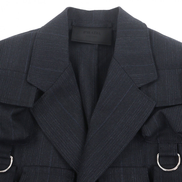 Excellent PRADA Jacket Utility Single-breasted jacket Navy mens 46 UGI269