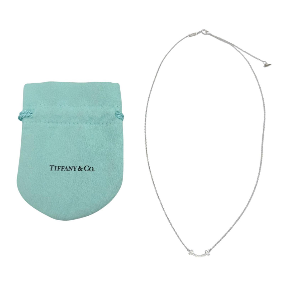 Great TIFFANY&Co. Necklace Smile Pendant Mini White gold AU750 Women