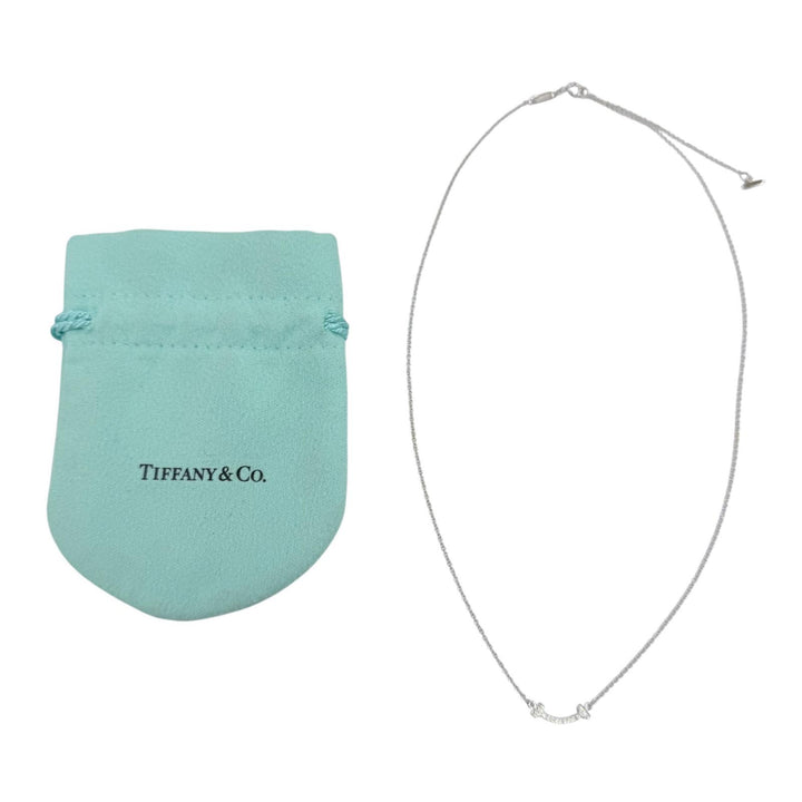 Great TIFFANY&Co. Necklace Smile Pendant Mini White gold AU750 Women