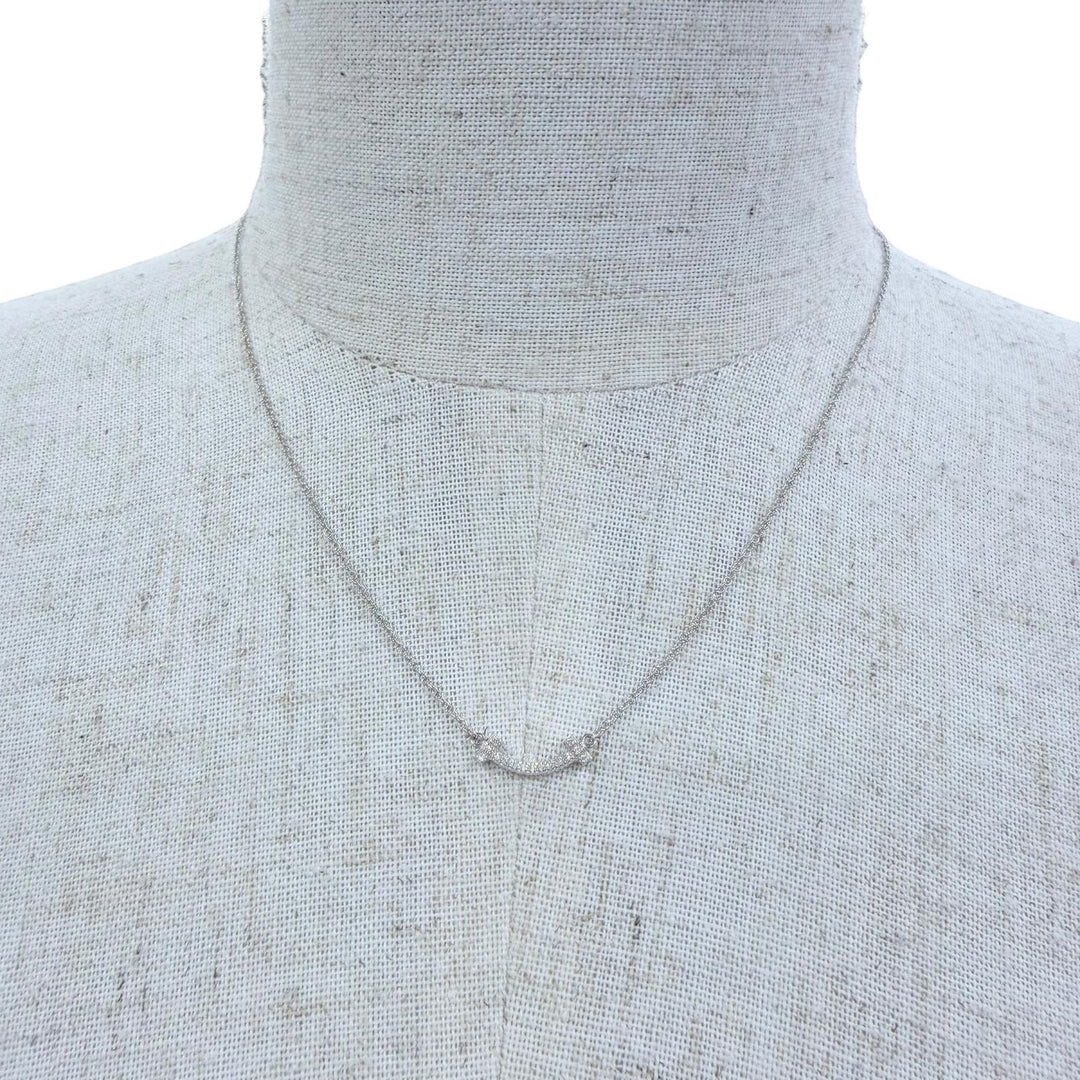 Great TIFFANY&Co. Necklace Smile Pendant Mini White gold AU750 Women