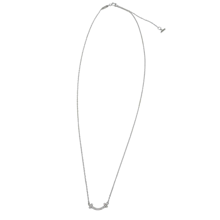 Great TIFFANY&Co. Necklace Smile Pendant Mini White gold AU750 Women