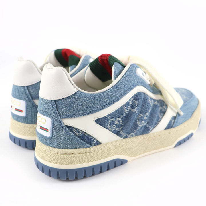 Pristine GUCCI Low cut sneakers Reweb GG denim leather Indigo Women 35 838831