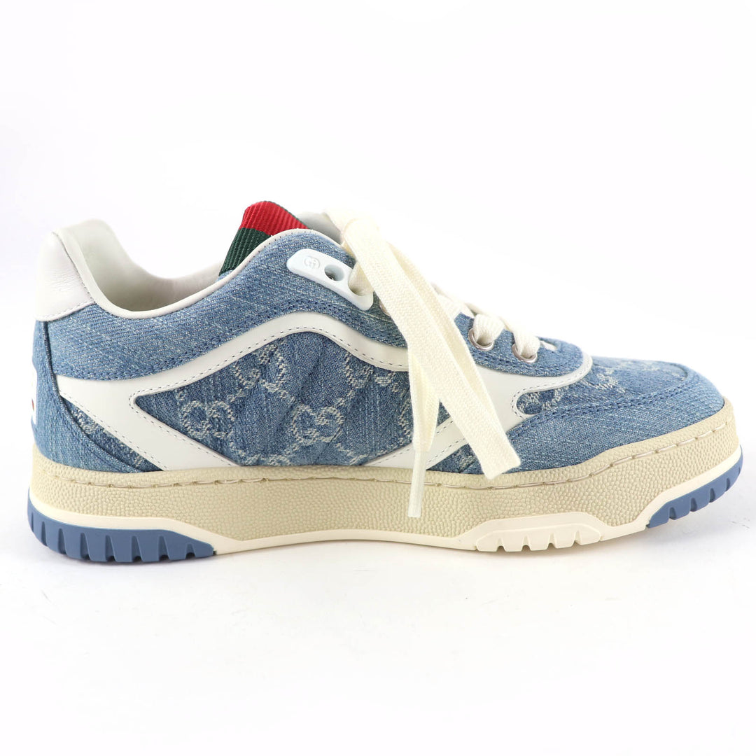 Pristine GUCCI Low cut sneakers Reweb GG denim leather Indigo Women 35 838831