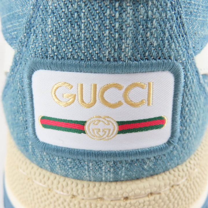 Pristine GUCCI Low cut sneakers Reweb GG denim leather Indigo Women 35 838831