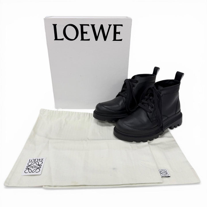 Great LOEWE short boots Mid-cut combat boots black leather Women 36 L815285X72