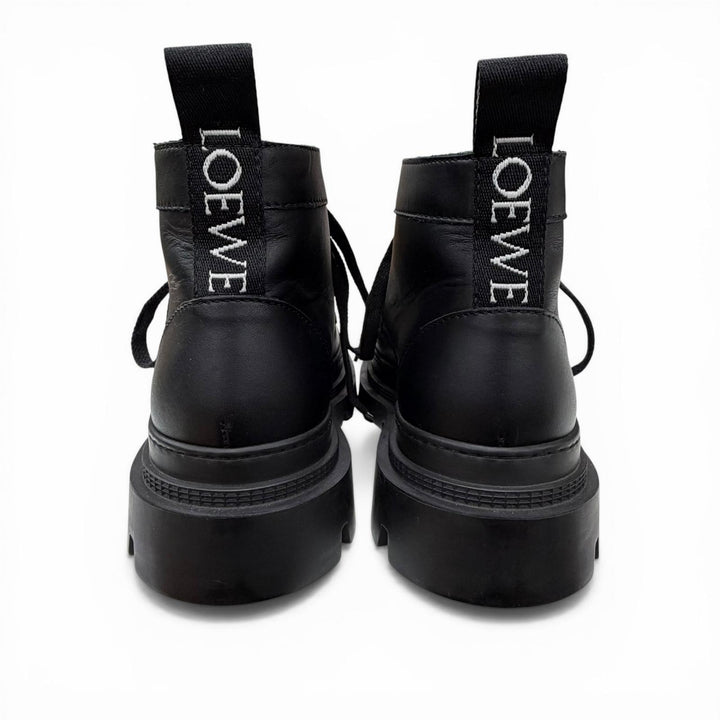Great LOEWE short boots Mid-cut combat boots black leather Women 36 L815285X72