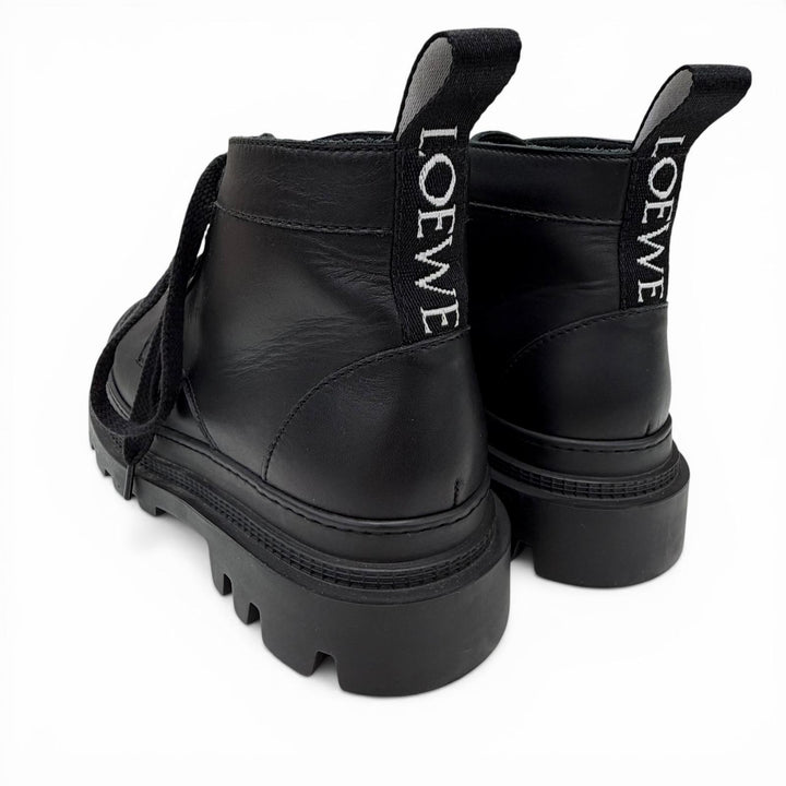 Great LOEWE short boots Mid-cut combat boots black leather Women 36 L815285X72