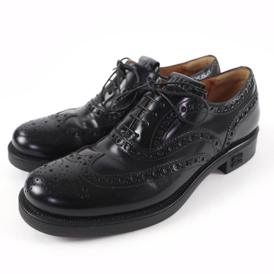 Excellent Churchs Miu Miu Leather shoes Wingtip Oxford black Women 39 5E038E