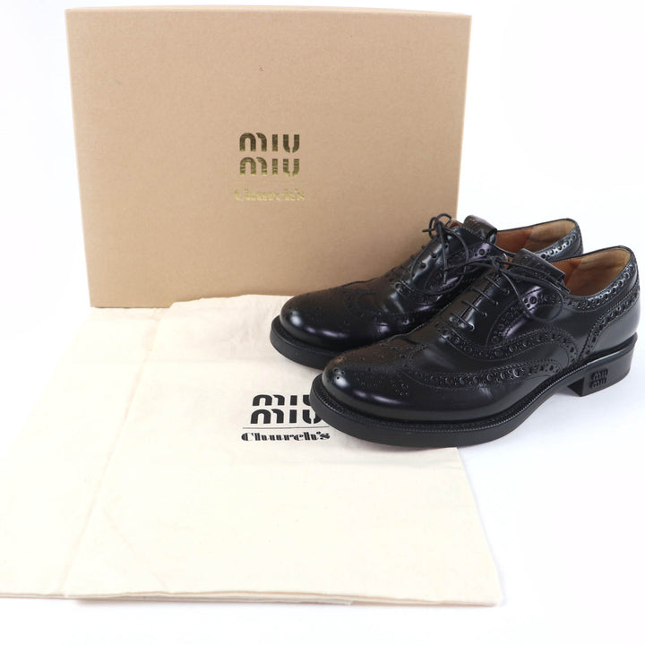 Excellent Churchs Miu Miu Leather shoes Wingtip Oxford black Women 39 5E038E