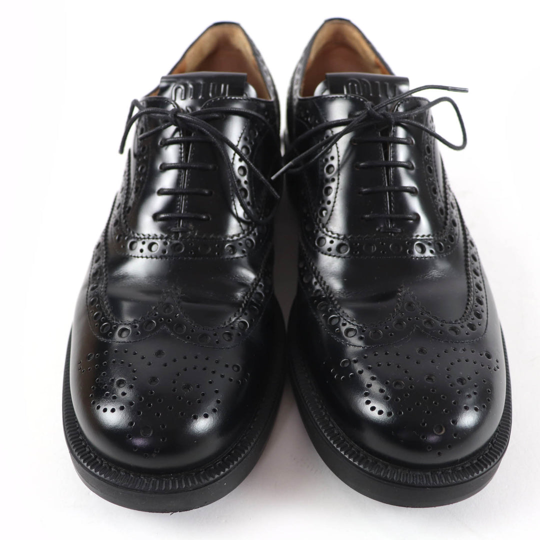 Excellent Churchs Miu Miu Leather shoes Wingtip Oxford black Women 39 5E038E
