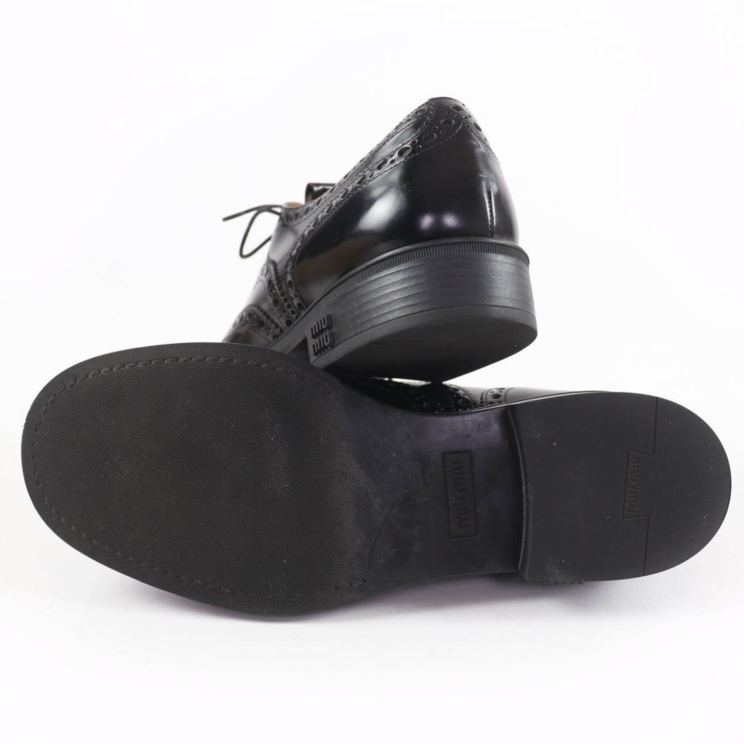 Excellent Churchs Miu Miu Leather shoes Wingtip Oxford black Women 39 5E038E