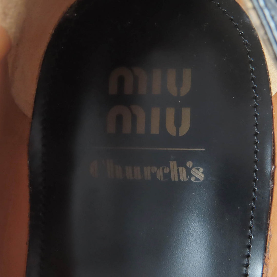 Excellent Churchs Miu Miu Leather shoes Wingtip Oxford black Women 39 5E038E