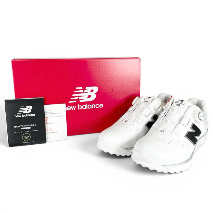 Pristine NEW BALANCE sneakers FuelCell 3000 Golf shoes white leather mens 26cm