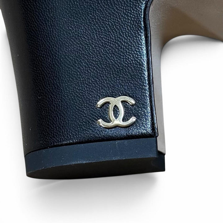 Excellent CHANEL pumps COCO MarkMetal Slingback Strap Leather 35.5 G31318